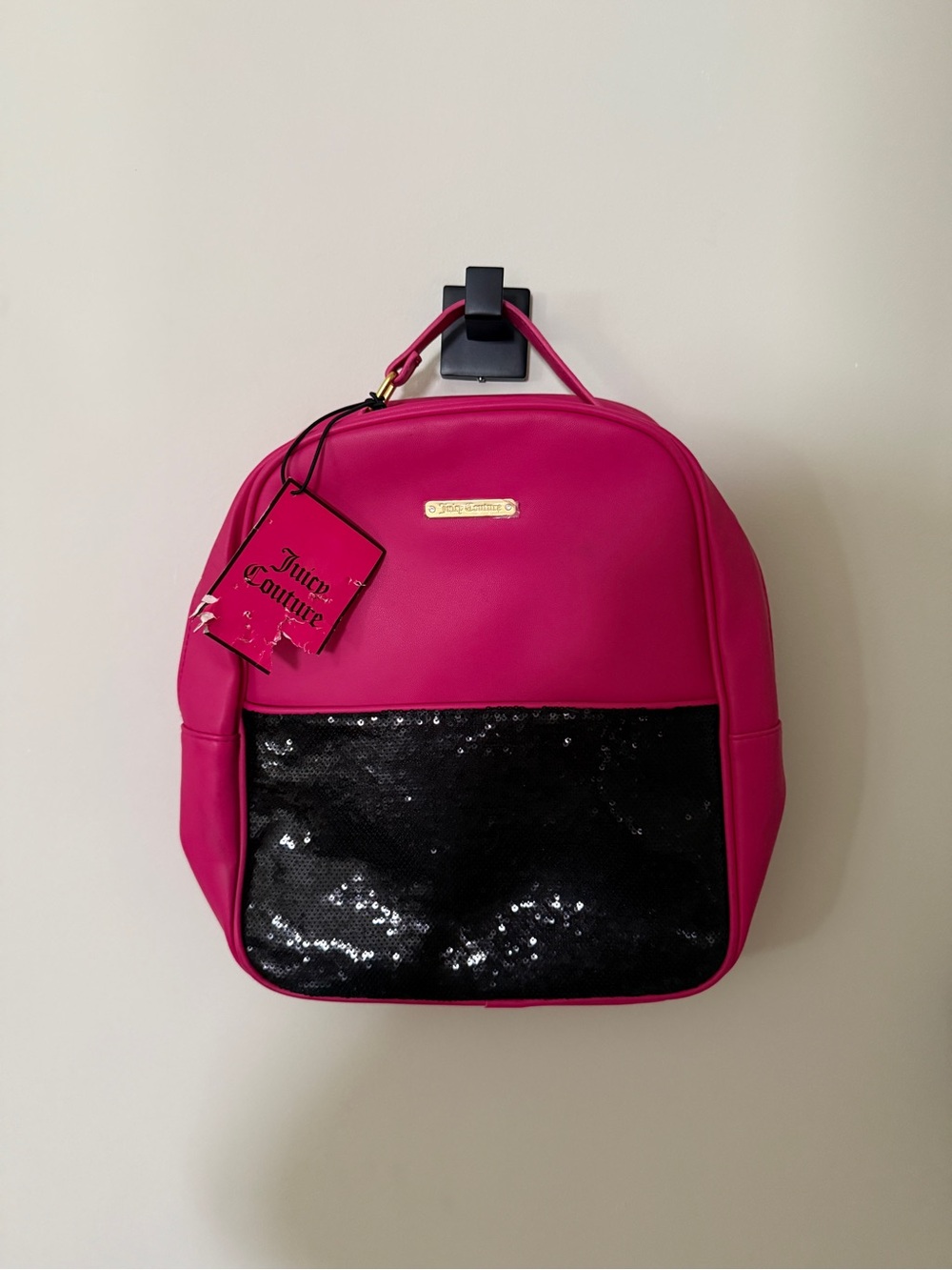 Juicy Couture Fuchsia Backpack with Black Sequin Pocket